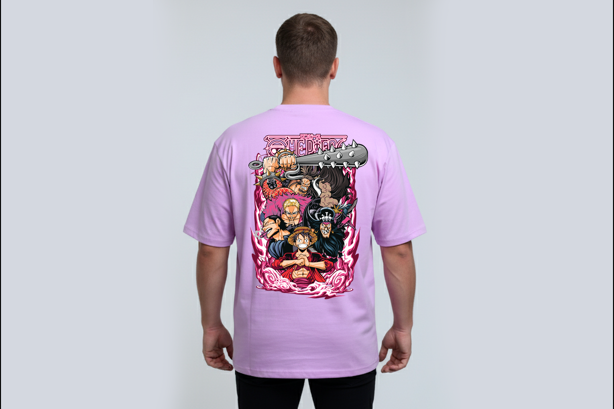 One Piece: Straw Hat Luffy Lavender Haze Oversized T-Shirt.